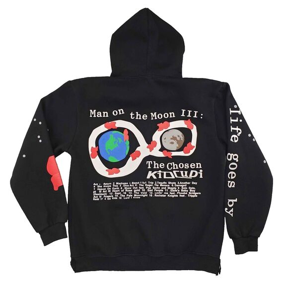 Kid Cudi Man On The Moon 3 AOP Hoodie Mens Large Black Hip Hop Rap Concert Tour - Picture 2 of 6